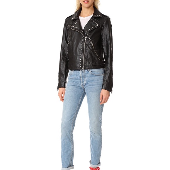 Free People Black Leather Moto Studded Jacket - Picture 4 of 8